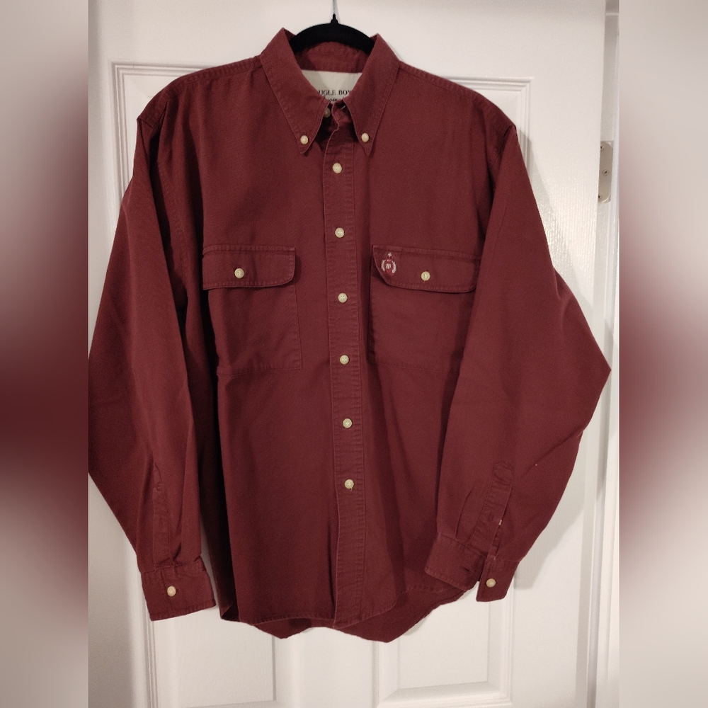 Vintage Bugle Boy Maroon Casual Button Down Shirt
